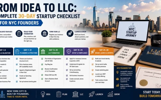 NYC startup founders planning LLC formation and business launch in New York City