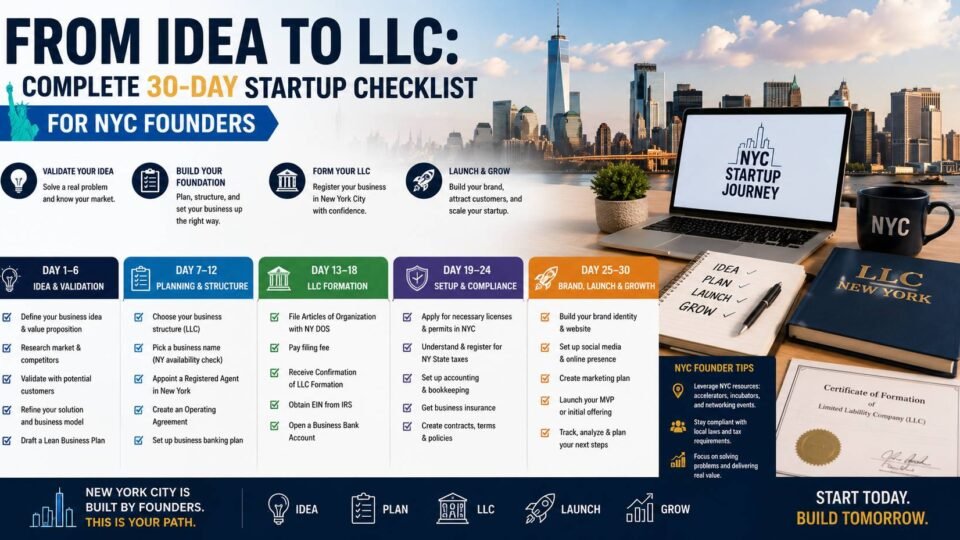NYC startup founders planning LLC formation and business launch in New York City
