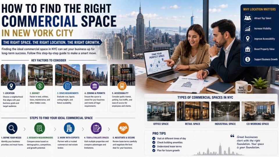 Business owners searching for commercial office and retail space in New York City