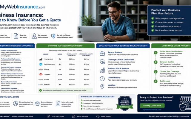 Business insurance policy comparison and quote process on MyWebInsurance platform