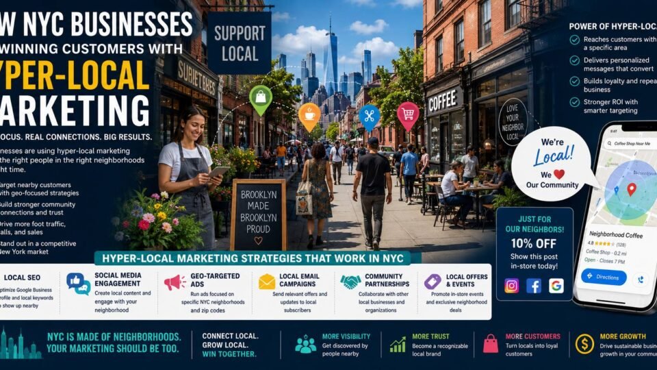 NYC businesses using hyper-local marketing strategies to attract nearby customers through local SEO and community engagement