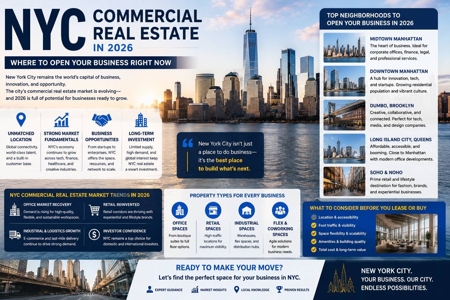 NYC Commercial Real Estate in 2026: Best Places to Open Your Business