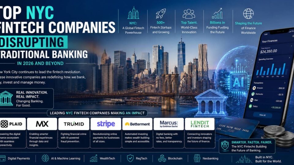 Top NYC fintech companies transforming traditional banking with AI, digital payments, and financial technology innovation in 2026