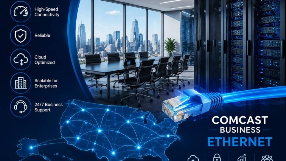 Modern US enterprise office using Comcast Business Ethernet network infrastructure