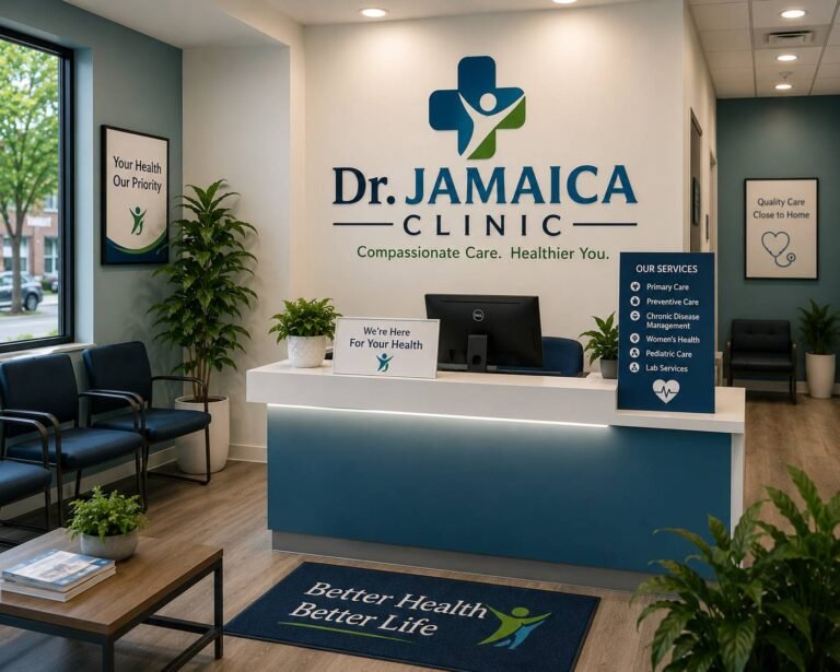 Doctor consulting with a patient in a modern medical clinic while reviewing health records and providing personalized healthcare.