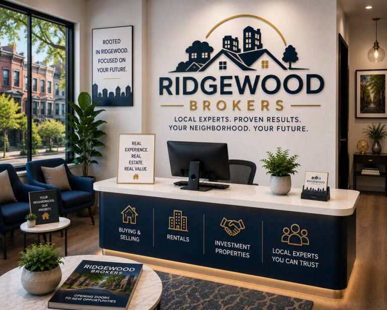 Professional real estate broker meeting with clients to discuss property listings, home purchases, and real estate investments in a modern office.