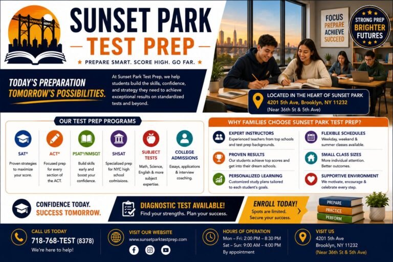 Experienced tutor helping students prepare for standardized exams with practice tests, study guides, and personalized coaching in a modern classroom.