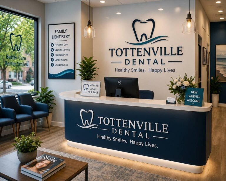 Dentist examining a patient's teeth in a modern dental clinic with advanced dental equipment and a comfortable treatment room.